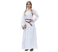 Battle-Merchant - Robe médiévale Ana - pour Femme - Jeux de rôle Grandeur Nature - Costume - Viking - Blanc - S