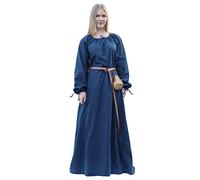 Battle-Merchant - Robe médiévale Ana - pour Femme - Jeux de rôle Grandeur Nature/Costume/Viking - Bleu - M