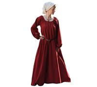 Battle-Merchant - Robe médiévale Ana - pour Femme - Jeux de rôle Grandeur Nature/Costume/Viking - Rouge - M
