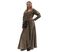 Battle-Merchant Robe médiévale Cotehardie Isabell en velours long pour femme, coton, longueur au sol, vintage, viking, gothique, vert, taille M