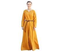 Battle-Merchant Robe médiévale légère Milla - Robe viking pour femme - Costume médiéval, jeu de rôle fantastique, jaune moutarde, L