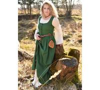 Battle-Merchant Robe médiévale sans manches Lene pour femme - Robe à bretelles - Corset - Coton - Marron/rouge/vert - S/M/L/XL/XXL, vert, S