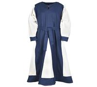 Battle-Merchant - Robe médiévale pour Fille - avec Ceinture - Style Viking - Bleu/Naturel - 4-5 Ans