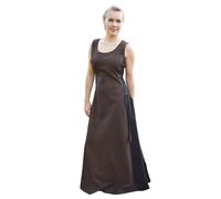 Battle-Merchant Robe médiévale sans manches Jarle - Robe viking à bretelles pour femme - Costume médiéval, grand, marron/noir, M