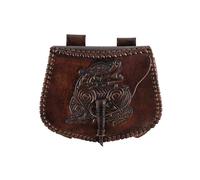 Battle-Merchant Sac banane médiéval avec différents gaufrages en cuir | Sac banane pour homme et femme en marron/noir | Sac en cuir de reconstitution viking pour la ceinture, Dragon., Taille unique,