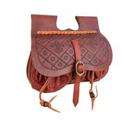Battle-Merchant Sac banane médiéval Dordrecht, marron, Taille unique, Moyen | Étui en cuir médiéval avec poches pour la ceinture, réplique 14-15. Jh.