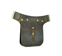 Battle-Merchant Sac en cuir médiéval - Sac banane et sac banane en cuir - Petit sac pour jeux de rôle, cosplay et festivals, vert, Einheitsgröße, Moyen Âge