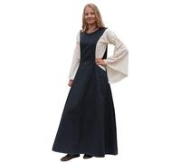 Battle-Merchant - Surcot médiéval Andra - Femme Long/sans Manches/Toile de Coton - Style Viking/Carnaval/Jeu de rôle Grandeur Nature - Bleu foncé - XXL