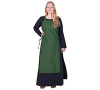 Battle-Merchant Surrobe médiévale Tinna à bretelles pour femme | Robe tablier avec lacets sans manches en coton | Costume Viking Tinna, vert, XXL