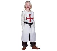 Battle-Merchant - Tabard médiéval Alexander - pour Enfant - Style Chevalier/pour Jeux de rôle Grandeur Nature - Naturel/Rouge - 6-8 Ans