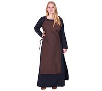 Battle-Merchant Tinna Surrobe médiévale à bretelles pour femme | Robe tablier avec lacets sans manches en coton Costume | LARP Viking Tinna, marron, XXL