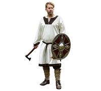 Battle-Merchant - Tunique médiévale pour Hommes, Vallentin (Naturel/Marron/L)