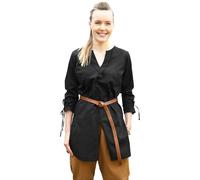 Battle-Merchant Tunique médiévale Ylva pour femme, chemise cintrée du début médiéval, tenue de tortue, taille LARP, viking, pirate, Noir , L