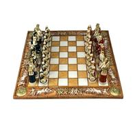 Battle of Troy Jeu d'échecs grecs romains - Planche en albâtre faite à la main avec 32 pièces | Grand jeu d'échecs mythologique de 45 cm | Fabriqué en Grèce