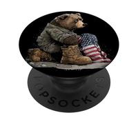 Battlefield Ours avec Drapeau américain et Chaussures Militaires symboliques PopSockets PopGrip Adhésif