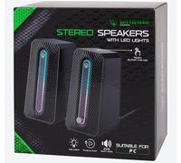 Battletron Enceintes Gaming LED Stéréo 2.0 (2x5W RMS) - Commande Tactile, USB & Jack 3.5mm - Son Puissant PC Gamer