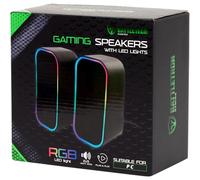 Battletron Enceintes Gaming PC avec Lumières LED RGB, 10W (2x5W) Haut-Parleurs Stéréo Filaire, Alimentation USB & Prise Jack 3.5mm, Plug and Play, Idéal pour Ordinateur de Bureau et Setup Gamer
