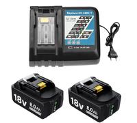 BATTOOL Chargeur 18V avec batterie 8,0Ah 2 batteries pour Makita 18V 8,0Ah Li-ion Batterie de rechange pour Makita BL1860 BL1850B BL1850 BL1830 BL1860B BL1845 BL1835 BL1815 194205-3 LXT-400 BL1845