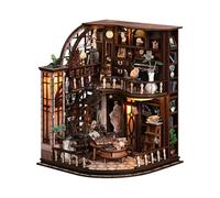 BATTREVO Book Nook Bausatz-Librairie Bacchus- DIY Miniatur-Holzpuzzle，Vintage Bücherzimmer mit LED-Beleuchtung，Nook Art，Bookshelf Miniature，Cadeau de Noël pour Un Anniversaire