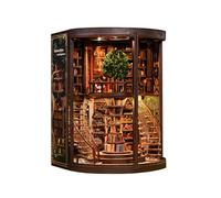 BATTREVO Book Nook Kit -Weisheitsringe Bucharchiv-Buchstütze Aus Holz und 3D-Puzzle mit LED-Licht, DIY Set Erwachsene,Bücherregaldekoration Diorama Kit Weihnachtsgeschenk zum Geburtstag