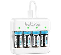 Battsea 750 mAh 3,7 V 123 A/123 Batterie au lithium rechargeable avec chargeur rapide compatible avec Arlo Caméra VMC3030 VMK3200 VMS3230 VMS330 VMS3430 Torches Microphone Détecteur de fumée Réveil