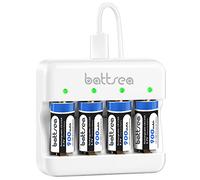 Battsea 900 mAh 3,7 V 123 A/123 Batterie au lithium rechargeable avec chargeur rapide compatible avec Arlo Caméra VMC3030 VMK3200 VMS3230 VMS330 VMS3430 Torches Microphone Détecteur de fumée Réveil
