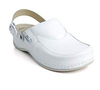 Batz FC10P Sandales Sabots Mules Chaussons Chaussures de Qualité Supérieure en Cuir Femme, Blanc, EU 38