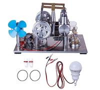 BAUBAUPLAY Kit de Modélisation de Moteur Stirling Engine, Modèle de Sterling Moteur Air Chaud à Deux cylindres de Type Balance, Moteur à Combustion Externe