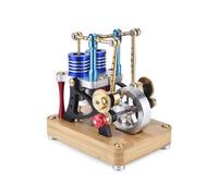BAUBAUPLAY Modèle de Moteur Stirling, Moteur Stirling à Air Chaud Balancier de type Alpha Deux cylindres Modèle de Moteur Sterling, Moteur à Combustion Externe Générateur dénergie