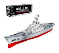 BAUBAUPLAY RC Cuirassé Modèle LHD-881 1/390 2,4 G RC électrique haute fréquence modèle de bateau de guerre à double moteur, jouet aquatique d'extérieur cadeau pour adultes - RTR