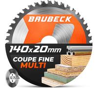 BAUBECK Lame de scie 140x20 + adaptateur 12,75 mm 1,5 mm coupe dans le bois & l’aluminium, 42 dents compatible avec scies circulaires sans fil de Bosch, lame circulaire 140x20, lame 135x20