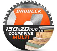 BAUBECK Lame de scie 150x20 + adaptateurs 16/10 mm, 40T, 1,5 mm coupe dans le bois & l’aluminium, sans fil 18v compatible avec BOSCH PKS 18 LI / 46, Makita DCS551Z, lame circulaire 150x10, lame 150x10