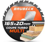 BAUBECK Lame de scie 165x20 + adaptateur 16 mm, 24T, 1,5 mm coupe dans le bois & l’aluminium, sans fil 18v compatible avec Makita SP6000/J, DHS680, Bosch GKT 55 / GCE S/GKS 18 V