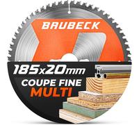 BAUBECK Lame de scie 185x20 + adaptateur 16 mm, 56T, 1,6 mm coupe fine dans le bois & l’aluminium compatible avec Bosch, Evolution & TACKLIFE PES01A, lame 185x16, lame circulaire 185x20