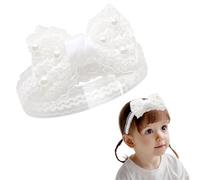 BAUCH Bandeau Bebe Fille 0-3 Mois 1 Pièce Bandeau de Tissu à Filet avec Nœud Papillon pour Bébé - Fille (Décoré de Perles Blanches, pour Bébés - Filles, Parure Quotidienne)