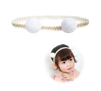 BAUCH Bandeau Bébé Fille 0-3 Mois 1 Pièce Bandeau de Tissu à Filet en Coton Décoré de Boules Blanches Parure Quotidienne