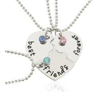 BAUCH Colliers d’Amitié BFF 3 Pièces, Colliers Puzzle Cœur pour Best Friends, Cadeau d’Amitié pour Trois Amies ou Sœurs