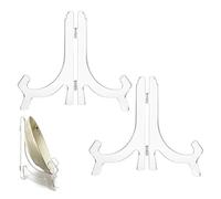 BAUCH Pack de 2 Chevalet Acrylique Pliant, 11,3cm de Haut Chevalet Transparent pour Cartes, Assiettes & Cadres Photo