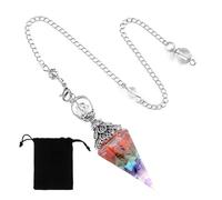 BAUCH Pendentif 7 Chakras en Pierres Naturelles de Guérison - Collier Lithothérapie Énergétique pour Méditation et Yoga - Bijou Spirituel avec Sac en Velours pour Femme et Homme