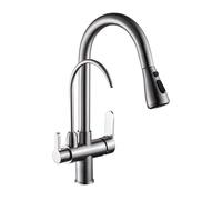 Baucheur à robinet de cuisine à 3 voies avec robinet à cycle brossé en pulvérisation à pulvéris LWX