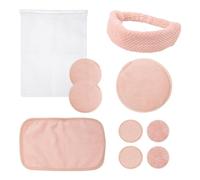 Bauer 39469 Lot de 10 gants de nettoyage du visage en flanelle douce, coussinets pour les yeux, bouffantes pour le visage et trousse de toilette/démaquillant réutilisable et kit de soins de la peau