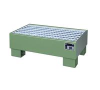 Bauer | Cuve de rétention en acier | L x l x h 800 x 500 x 290 mm | peinture vert RAL 6011 | avec caillebotis