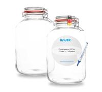 BAUER Flaschenbauer - Lot de 2 bocaux de conservation à étrier métallique - 4880 ml - Convient comme bocal de conservation et de fermentation - Pour le rangement, le remplissage - Bocaux à étrier