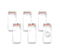 BAUER Flaschenbauer - Lot de 6 vides en verre à étrier métallique de 1550 ml - Peuvent être utilisés comme bocal de conservation et de fermentation