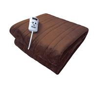 Bauer Professional Jeté de lit de luxe doux au toucher en micro polaire avec 10 niveaux de chaleur - Lavable en machine - King size et lit double - Marron