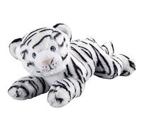 Bauer Spielwaren I Like My Planet - Tigre Blanc : Doudou en Peluche Douce, fabriqué à partir de Bouteilles Pet recyclées, 100% recyclé, couché, 33 cm, Blanc/Noir (12934)