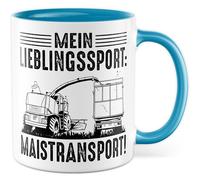 Bauer Tasse avec inscription - Cadeau Mon sport préféré : transport de maïs ! - Tasse à café 330 ml en céramique - Tracteur conducteur de tracteur Agriculture Tasse à café
