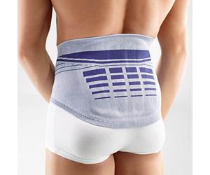 Bauerfeind Lumboloc Bande lombaire élastique, orthèse vertébrale Bleu/Gris