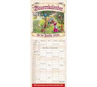 Bauernkalender 2026: Familienplaner - 4 große Spalten mit viel Platz. Hochwertiger Familienkalender mit netten Bildern, Ferienterminen und Vorschau bis März 2027. 19 x 46 cm.