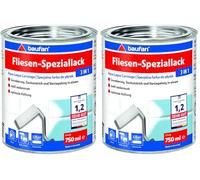 Baufan 3in1 Vernis Spécial Blanc Satiné - Vernis pour Salle de Bain, Cuisine et Intérieur, Peinture pour Carrelage pour Couche de Finition, Vitrification (Lot de 2)
